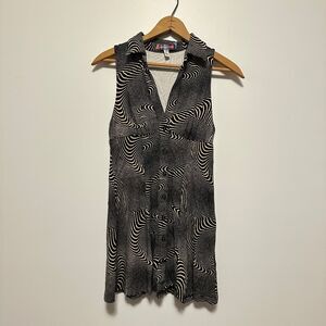 Urban Outfitters Tia Knit Mini Dress Abstract Black Motif Size S Mod Funky
